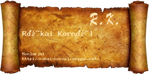 Rákai Kornél névjegykártya